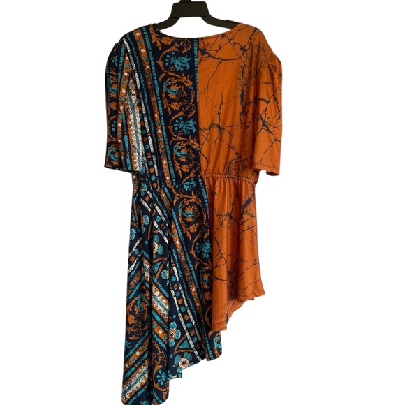 Ashley Stewart Angled Hem Dress Women 18/20 Elastic Waist Boho Cottagecore Chic - Picture 2 of 9